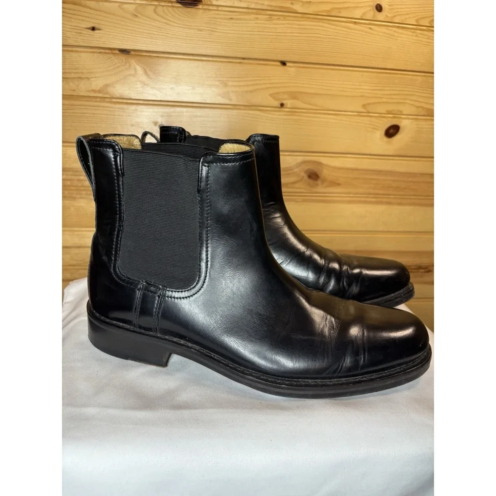 Cole‎ Haan Marshall Chelsea Boots Men's Size 8 Black Leather Pull-On Water Proof